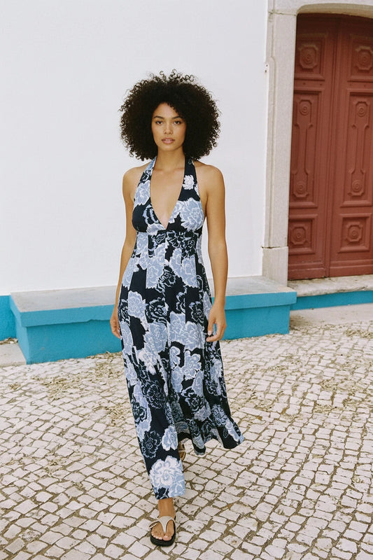 Noelle Front Split Linen Dress