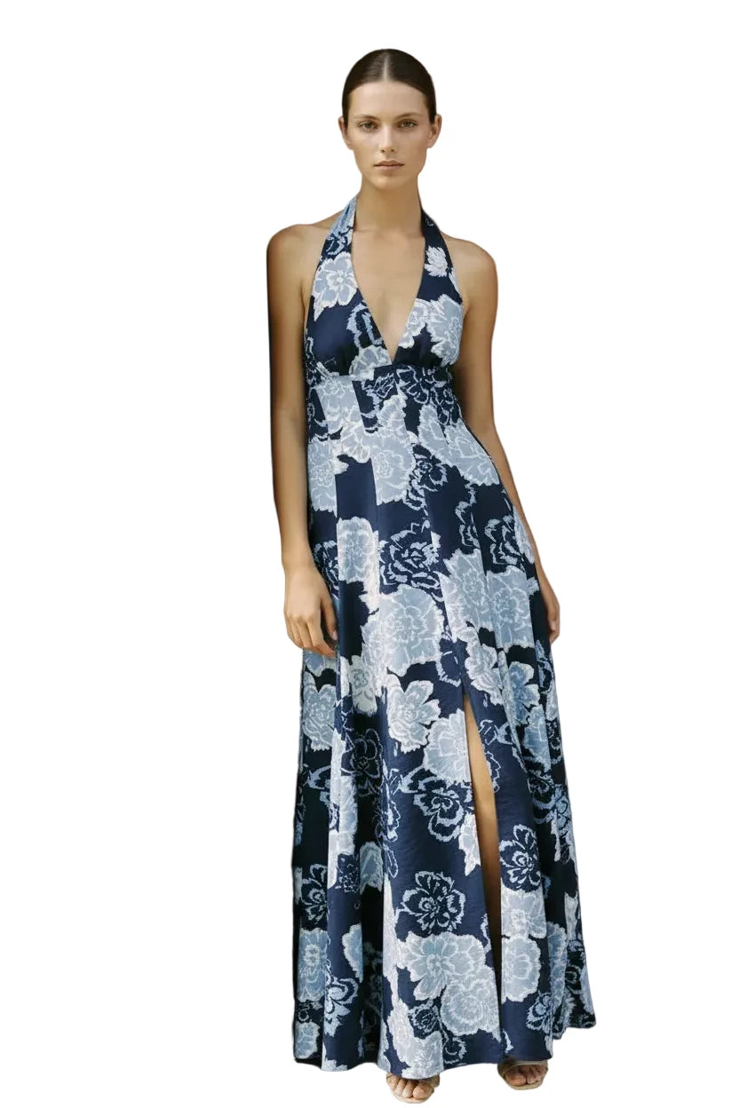 Noelle Front Split Linen Dress