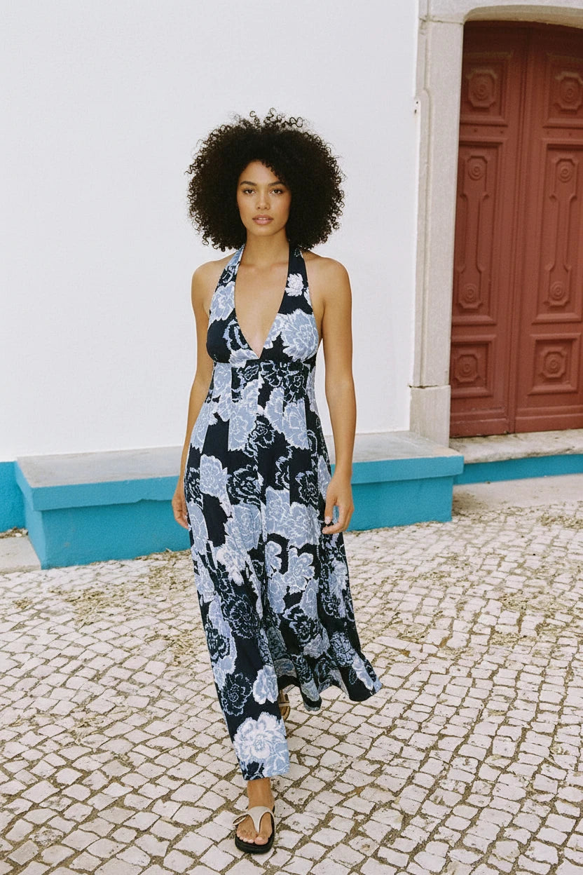 Noelle Front Split Linen Dress