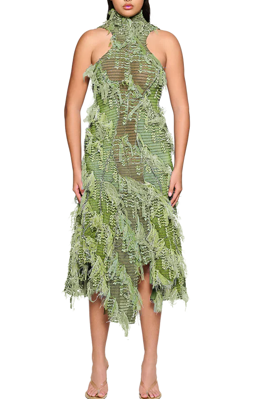 Riviera Ruched Moss Midaxi